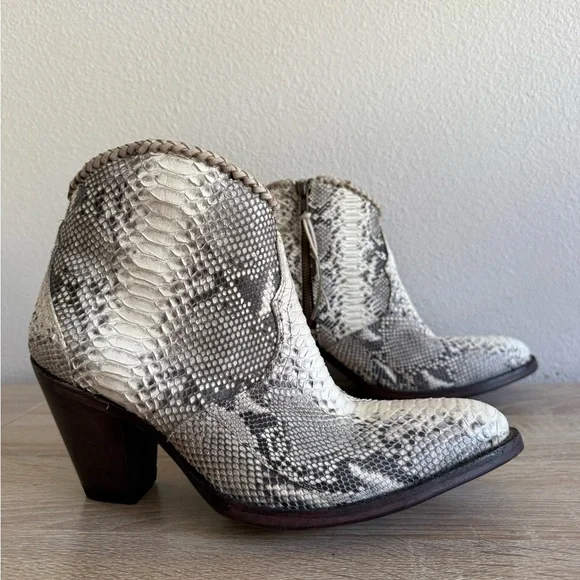 Azulado Kyra natural python snakeskin leather ankle boots women’s Sz 11 - Picture 4 of 9